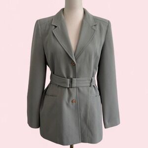 Larry Levine Sage Green Belted Blazer — Size 10